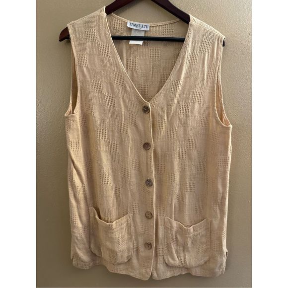 Vintage Timbuktu | Jackets & Vests | Women’s Cream Tencel Button Up Woven Vest S - Picture 1 of 3